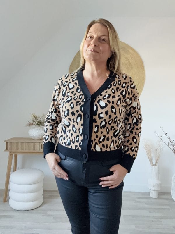 Gilet Léopard Camel avec Col V – Audacieux et Chic | Milanah