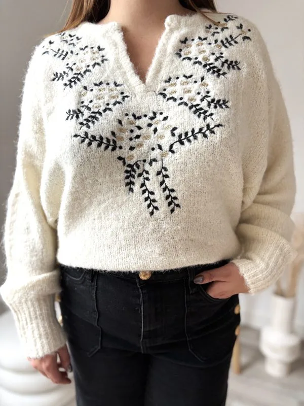 Pull Bohème Esmée – Coupe Oversize et Détails Brodés | Milanah