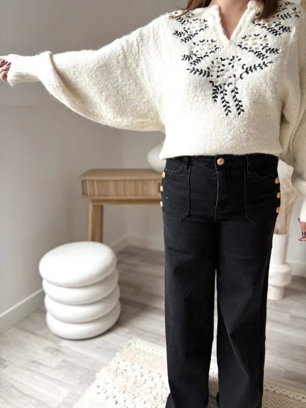 Pull Bohème Esmée – Coupe Oversize et Détails Brodés | Milanah