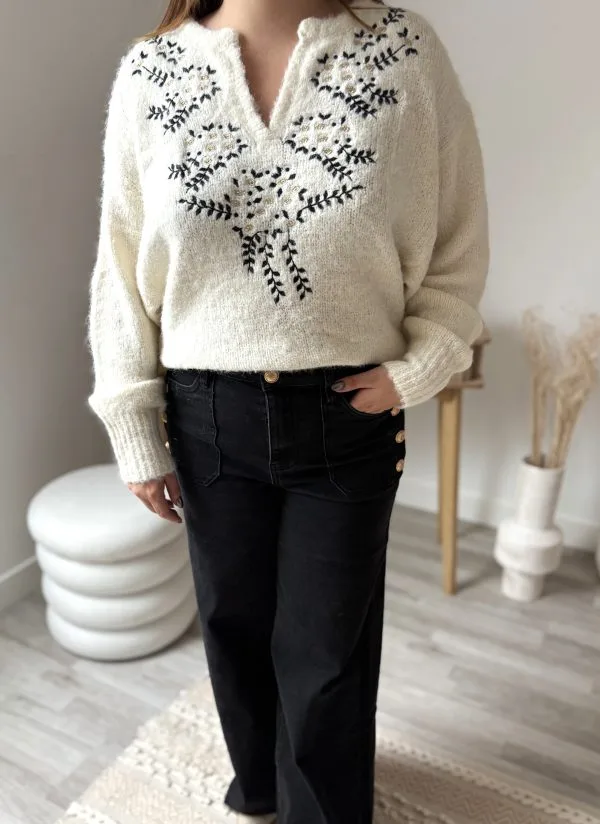 Pull Bohème Esmée – Coupe Oversize et Détails Brodés | Milanah