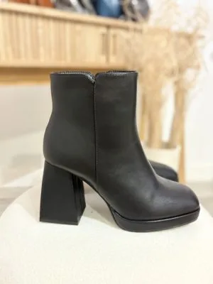 Bottines talons bloc : modèle noir élégant et confortable - Milanah