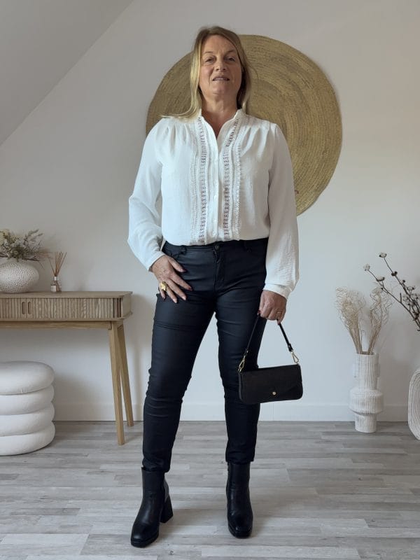 Pantalon Enduit Femme - Camel et noir