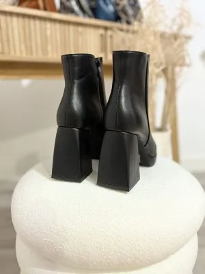 Bottines talons bloc : modèle noir élégant et confortable - Milanah