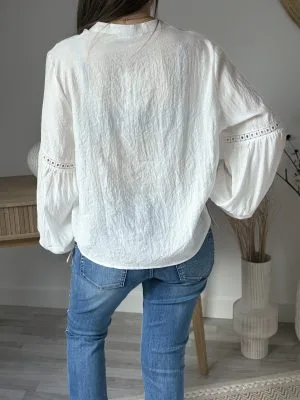 Chemise en soie pour femme – élégance en blanc chic Milanah