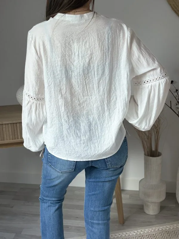 Chemise en soie pour femme – élégance en blanc chic Milanah