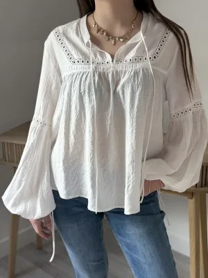 Chemise en soie pour femme – élégance en blanc chic Milanah