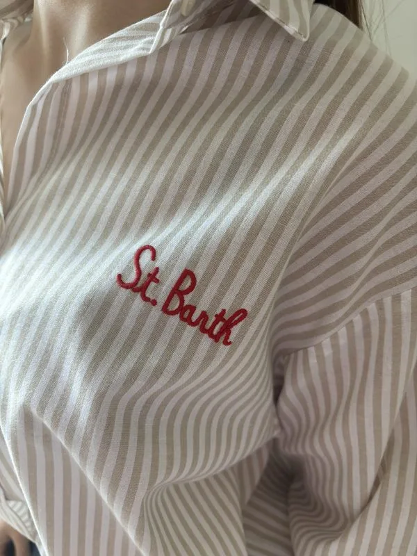 Chemise Brodée Femme Rayée– Saint Barth blanche Milanah