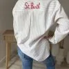 Chemise Brodée Femme Rayée– Saint Barth blanche Milanah