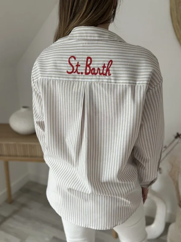 Chemise Brodée Femme Rayée– Saint Barth blanche Milanah