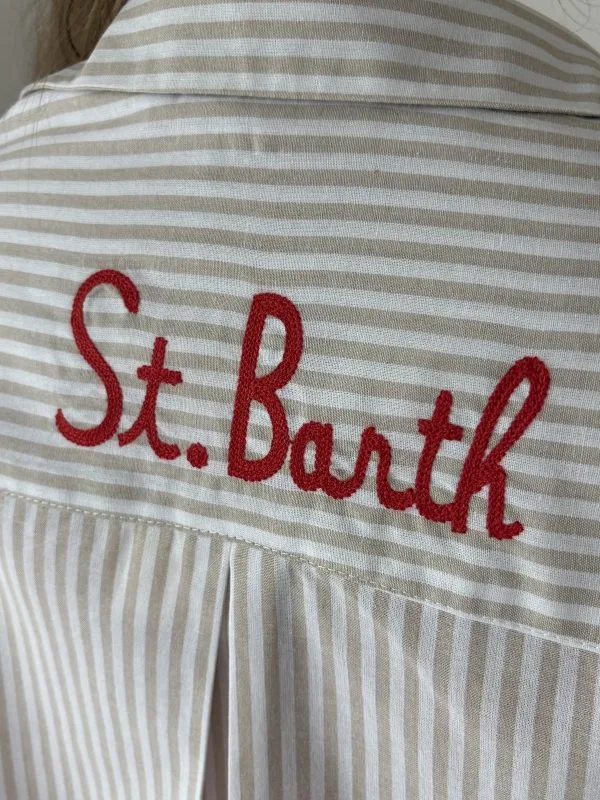 Chemise Brodée Femme Rayée– Saint Barth blanche Milanah