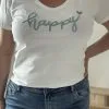 tee-shirt-grande-taille-femme Tee Shirt Grande Taille Femme | Broderie HAPPY Dorée | Milanah
