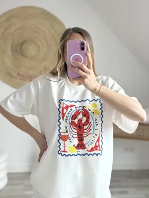 T-shirt homard imprimé femme – tendance et confort Milana