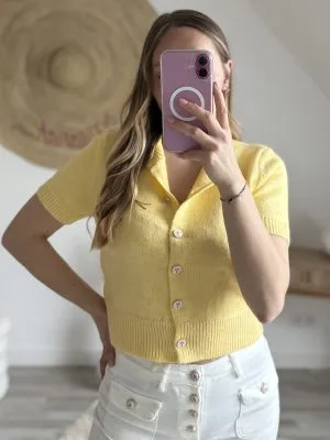 Gilets courts femme – printemps tendance, rose ou jaune Milanah
