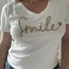 tee-shirt-femme-grande-taille Tee Shirt Femme Grande Taille | Broderie SMILE Dorée | Milanah