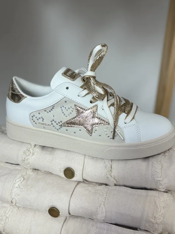 Baskets Femme Dorées avec Étoiles et Strass | Milanah