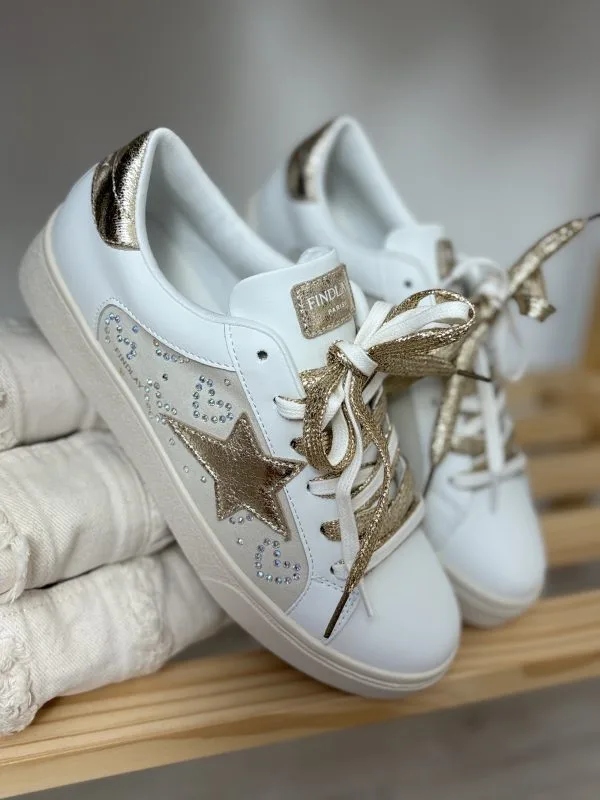 Baskets Femme Dorées avec Étoiles et Strass | Milanah