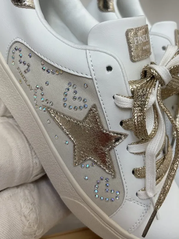 Baskets Femme Dorées avec Étoiles et Strass | Milanah