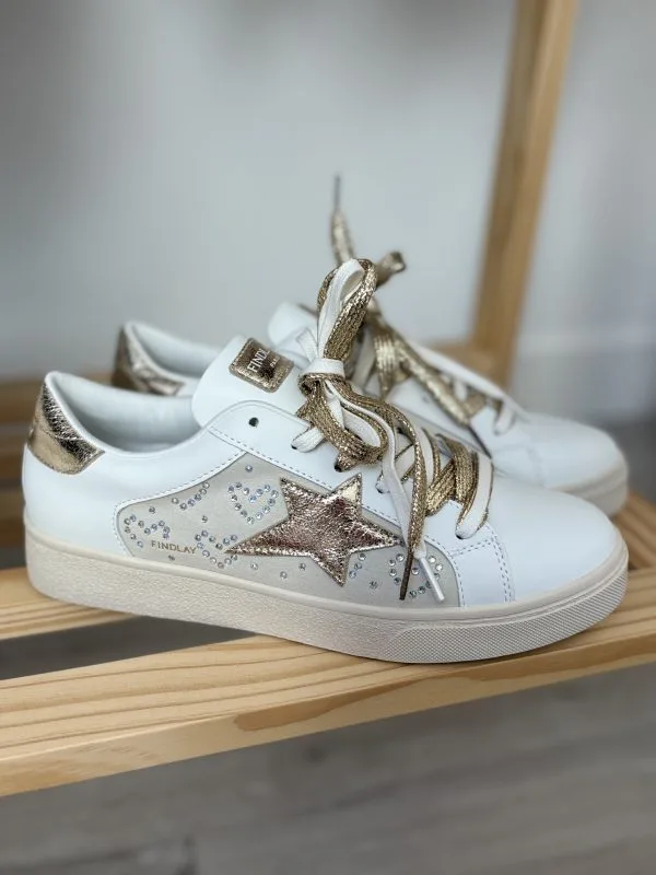 Baskets Femme Dorées avec Étoiles et Strass | Milanah