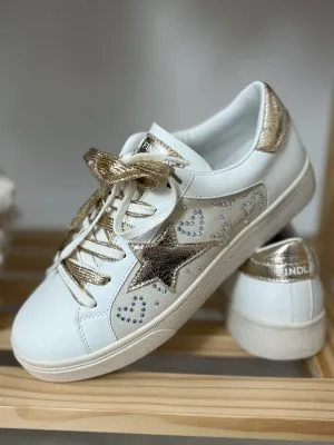 baskets 3 Baskets Femme Dorées avec Étoiles et Strass | Milanah