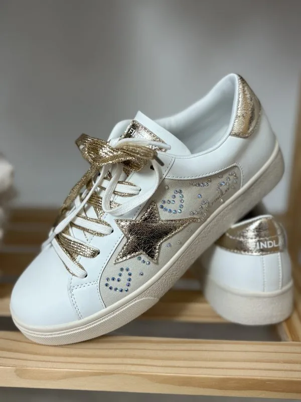 Baskets Femme Dorées avec Étoiles et Strass | Milanah