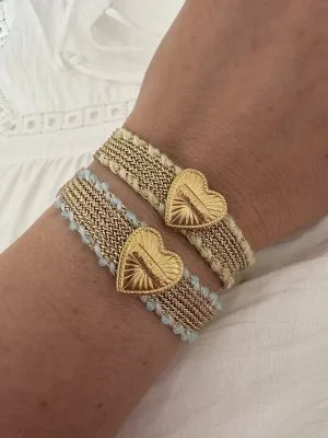 Bracelet Coeur Femme Doré – Bijou Ruban Léger et Ajustable