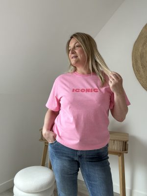 T-shirt Rose ICONIC Femme 100% Coton – Milanah