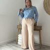 Pantalon Fluide Beige Taille Haute Femme – Milanah