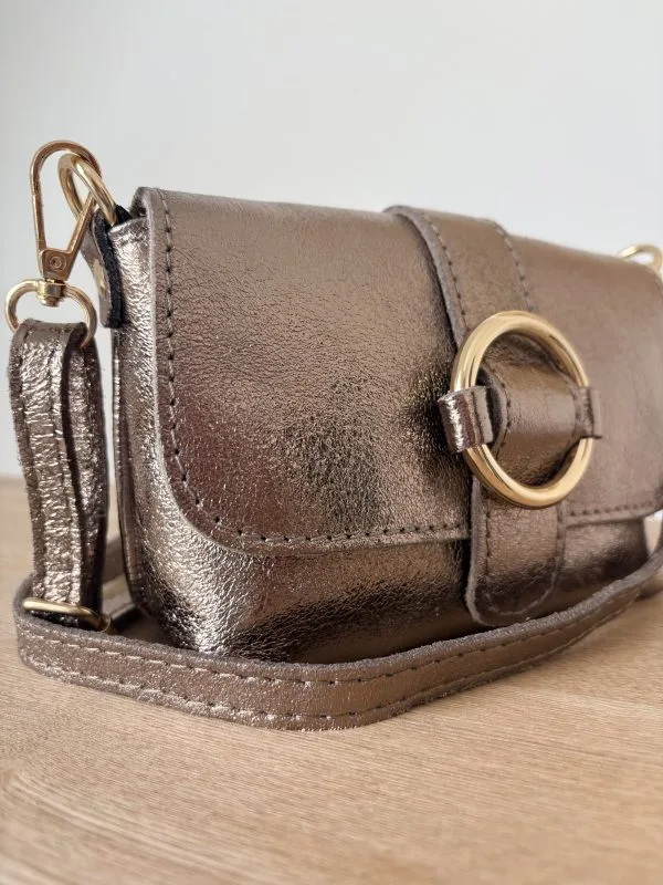 Sac Cuir Vachette Bronze Métallisé Femme – Milanah
