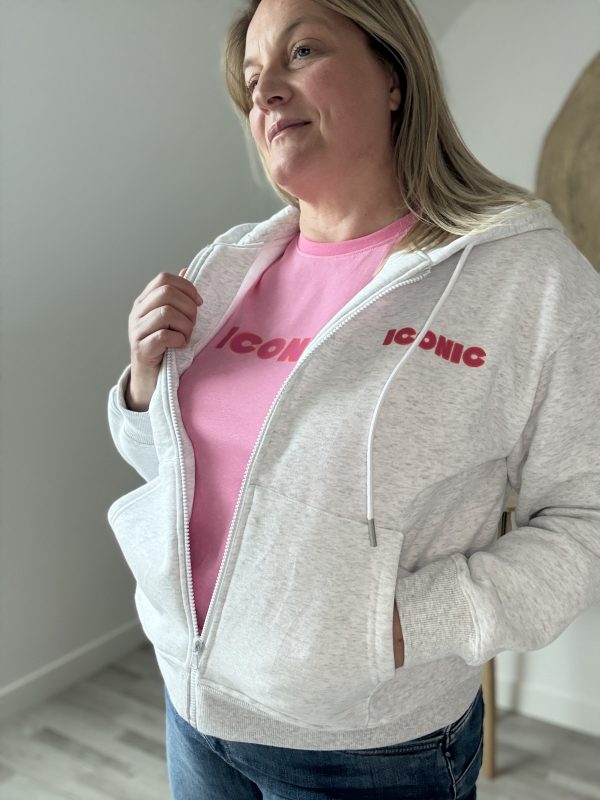 Sweat Zippé Capuche ICONIC Femme Blanc – Milanah
