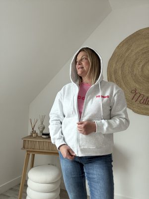 Sweat Zippé Capuche ICONIC Femme Blanc – Milanah