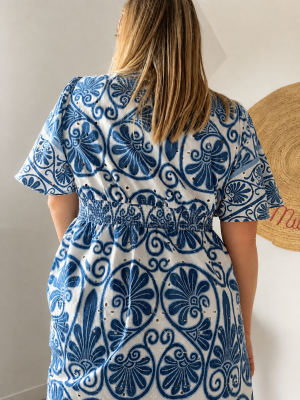 Robe Courte Broderie Anglaise Bleue & Blanche – Milanah