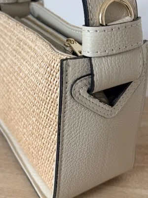 Sac Raphia Cuir Vachette Écru Femme – Milanah