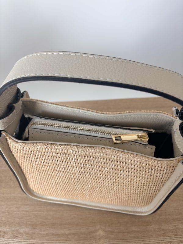 Sac Raphia Cuir Vachette Écru Femme – Milanah