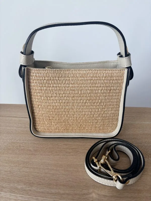 Sac Raphia Cuir Vachette Écru Femme – Milanah