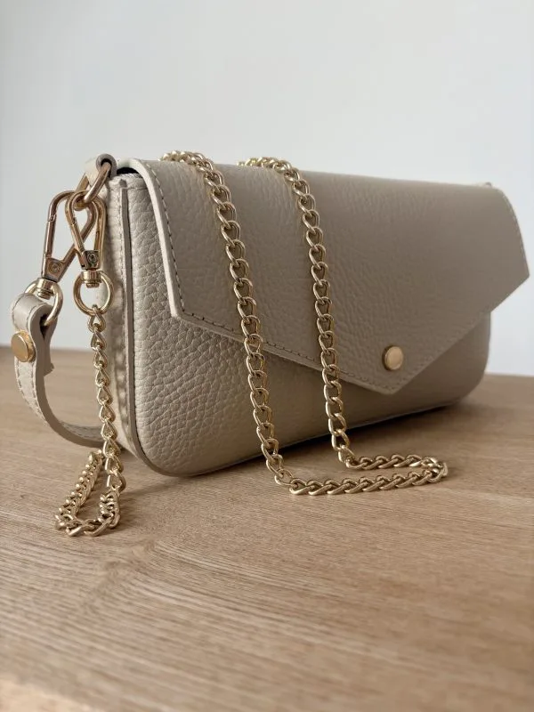 Sac baguette écru en cuir grainé
