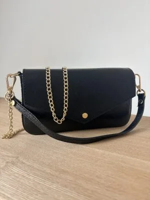 ac Baguette Cuir Vachette Noir Irisé Femme – Milanah