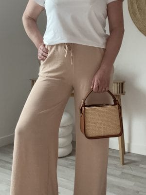 Sac Raphia Cuir Vachette Camel Femme – Milanah