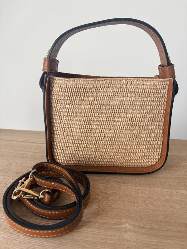 Sac Raphia Cuir Vachette Camel Femme – Milanah