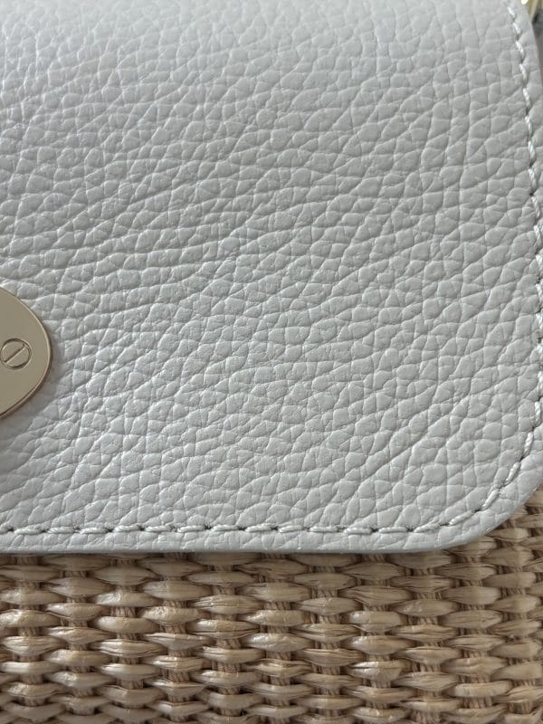 Sac Raphia Cuir Écru Chaîne Dorée Femme – Milanah
