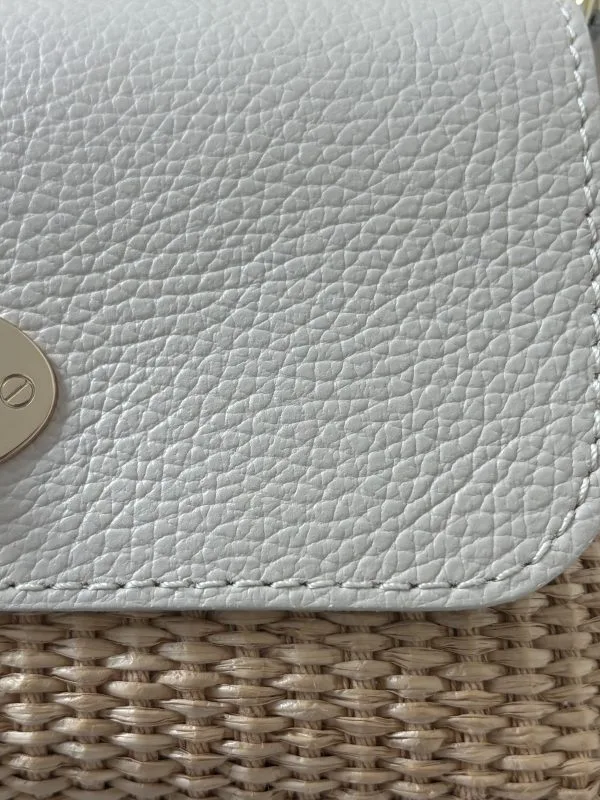 Sac Raphia Cuir Écru Chaîne Dorée Femme – Milanah