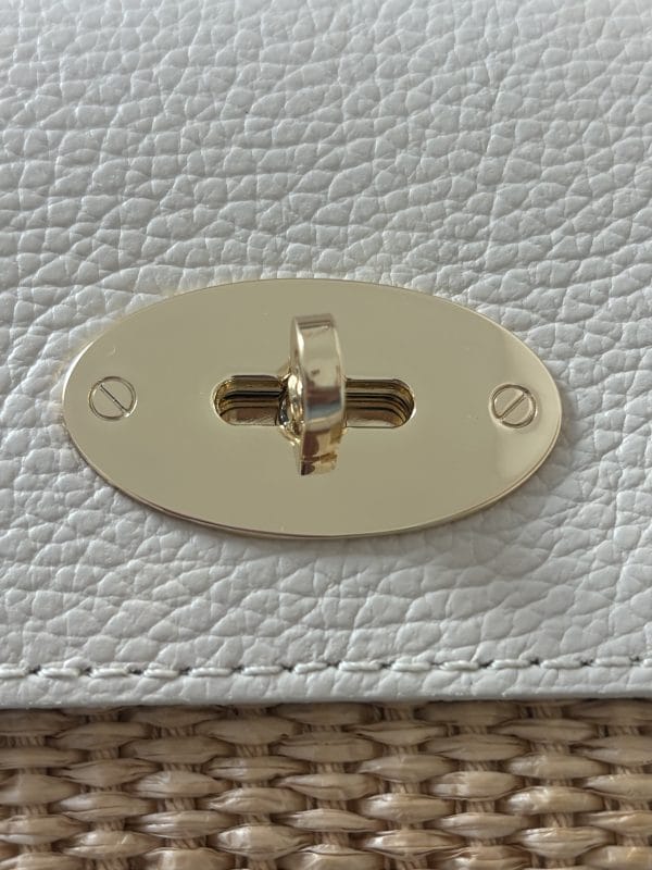 Sac Raphia Cuir Écru Chaîne Dorée Femme – Milanah