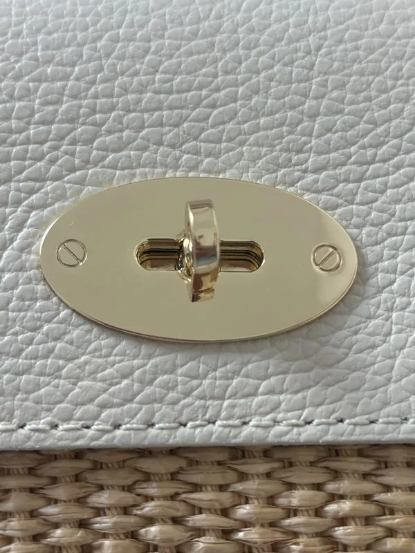 Sac Raphia Cuir Écru Chaîne Dorée Femme – Milanah