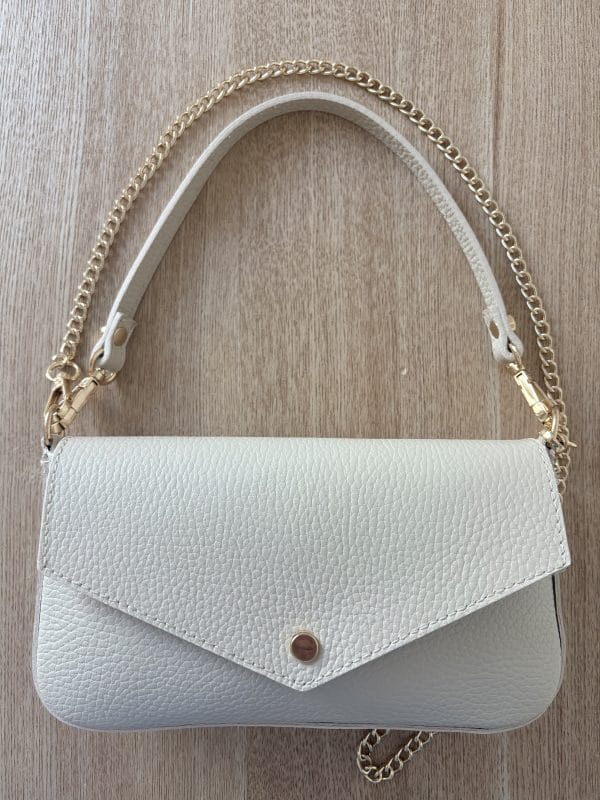 Sac baguette écru en cuir grainé